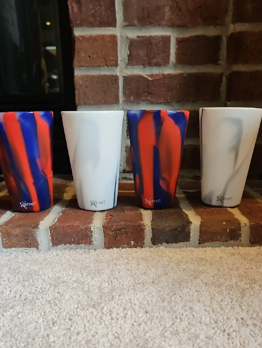 Duluth Trading Co Red, Blue & White Silicone Pint Cup Set of 4